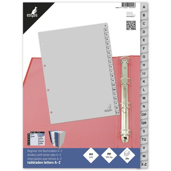Tabblad kangaro g420az a4 4r a-z pp 20dlg grijs | 1 set | 25 stuks