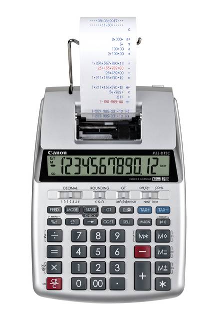 Canon P-23 DTSC II Bureaurekenmachine met printer Zilver (metallic) Aantal displayposities: 12 werkt op batterijen, werk-2