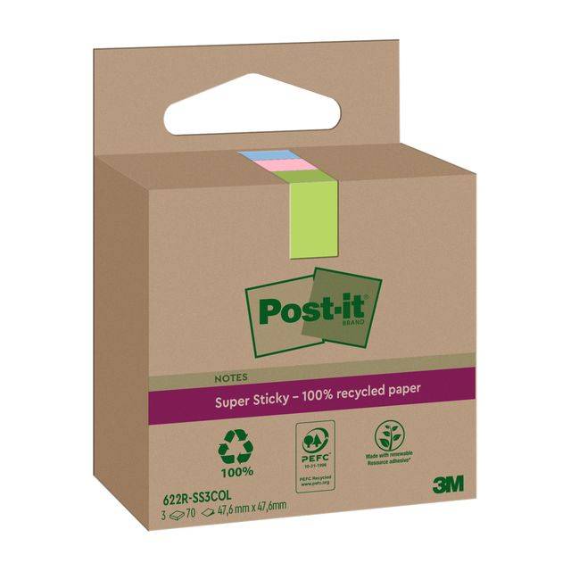 Post-it 4064035059972 Post-it - Memoblok 3m 622 rss3col 47.6x47.6mm ass.kl | 12 stuks-0