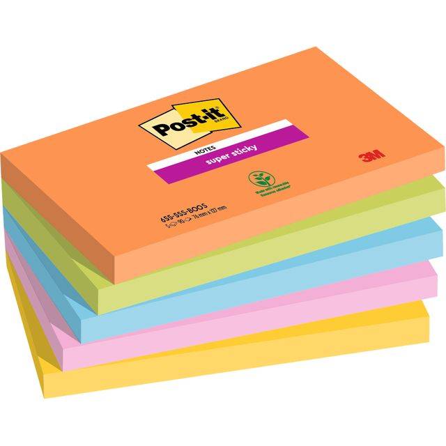 Post-it 4054596924352 Post-it - Memoblok 655 super sticky 76x127mm boost | 12 stuks-0