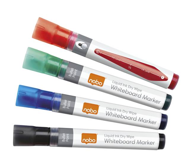 Whiteboardmarker Nobo Liquid ink rond assorti 3mm 4st-4