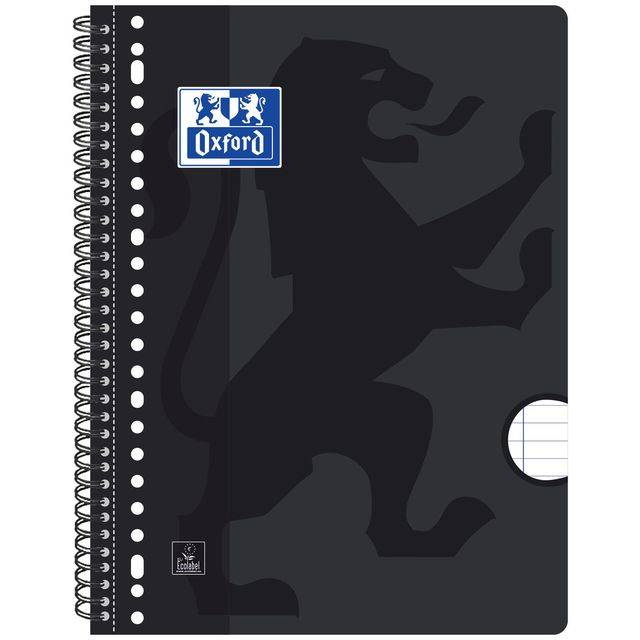 Oxford 3020120088754 Oxford - Collegeblk oxf a4+ lijn 4gaats 180pag 80gr zwart | 5 stuks-0