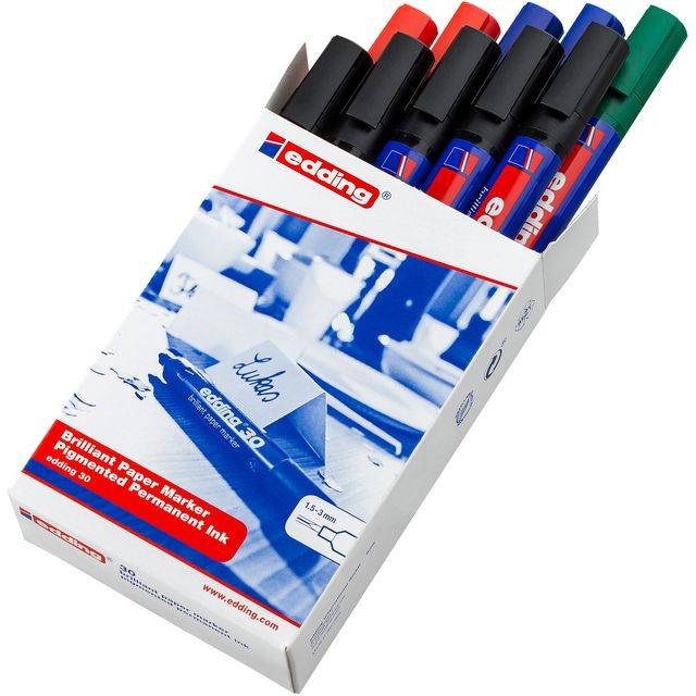 Viltstift edding 30 brilliant rond 1.5-3mm ass | Doos a 10 stuk-0