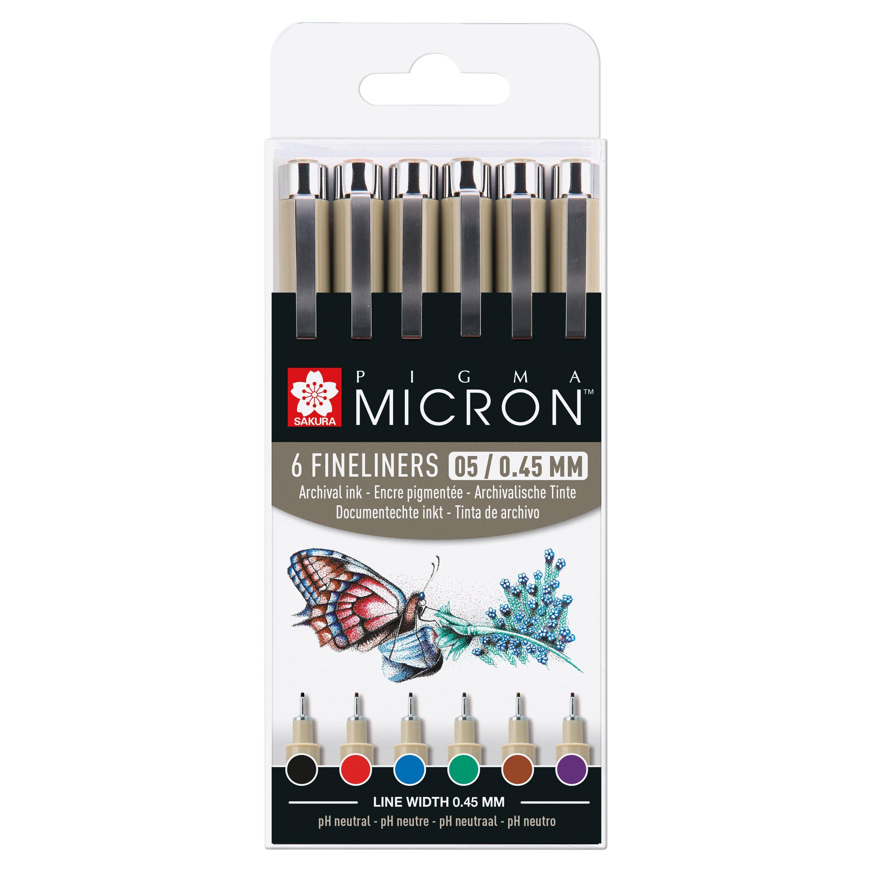 Fineliner sakura pigma micron 05 basic 6 kleuren | Blister a 6 stuk-0