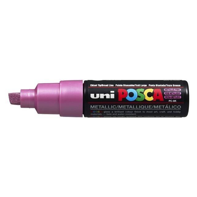Verfstift Posca PC8K breed schuin metallic roze-0