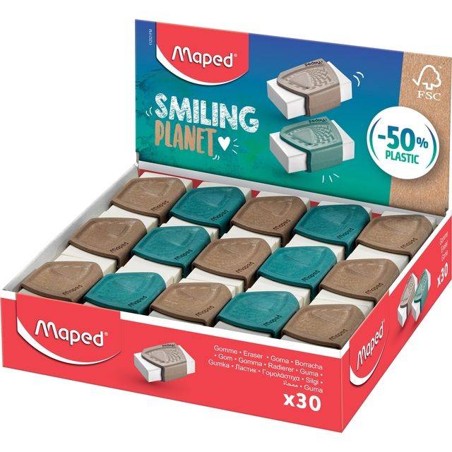 Maped 3154141125218 Maped - Gum smiling planet display à 30 stuks-0