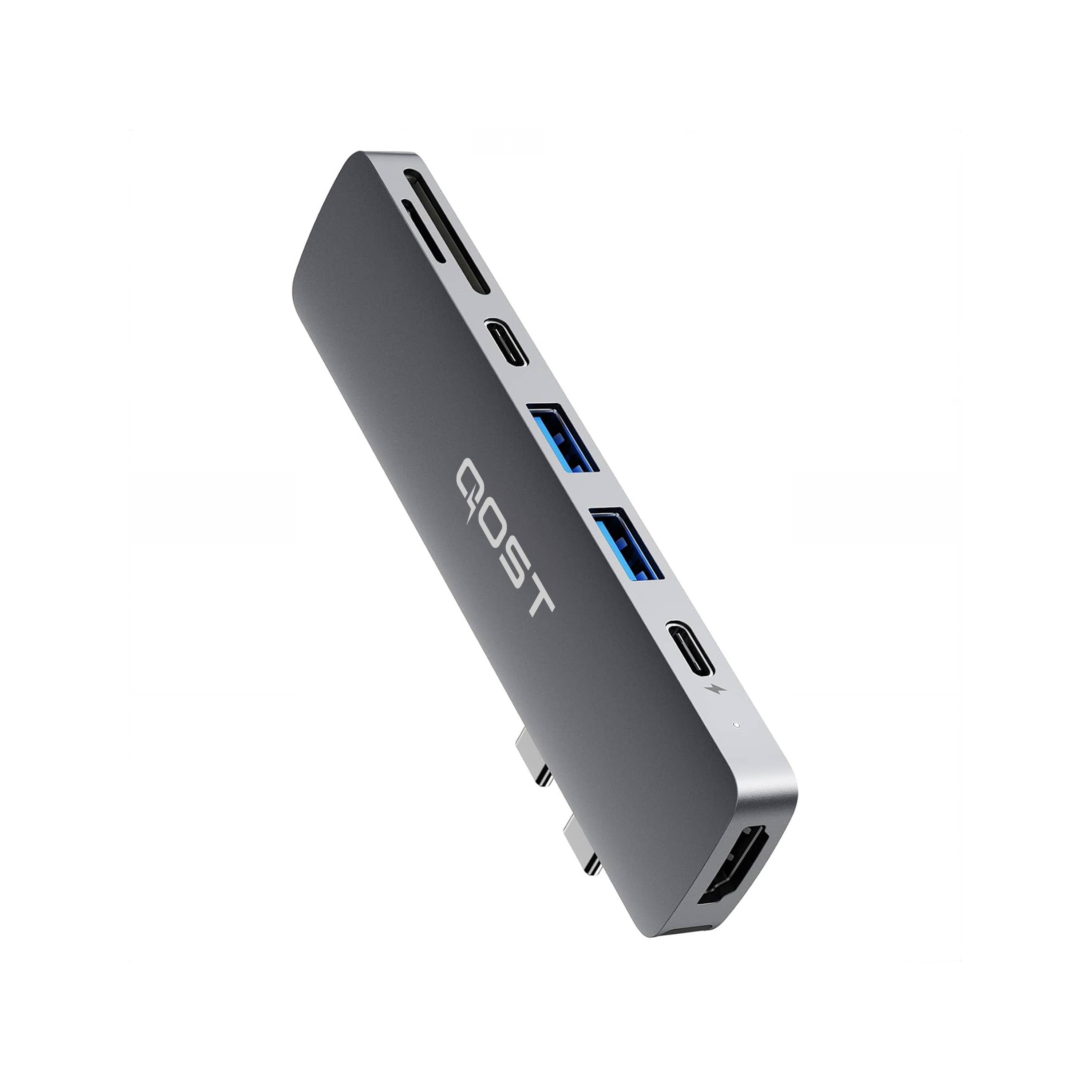 Qost - 7 in 2 USB C Hub - Geschikt voor Macbook Pro / Air- USB C naar HDMI - Thunderbolt 3 - USB 3.0 - Micro SD-0