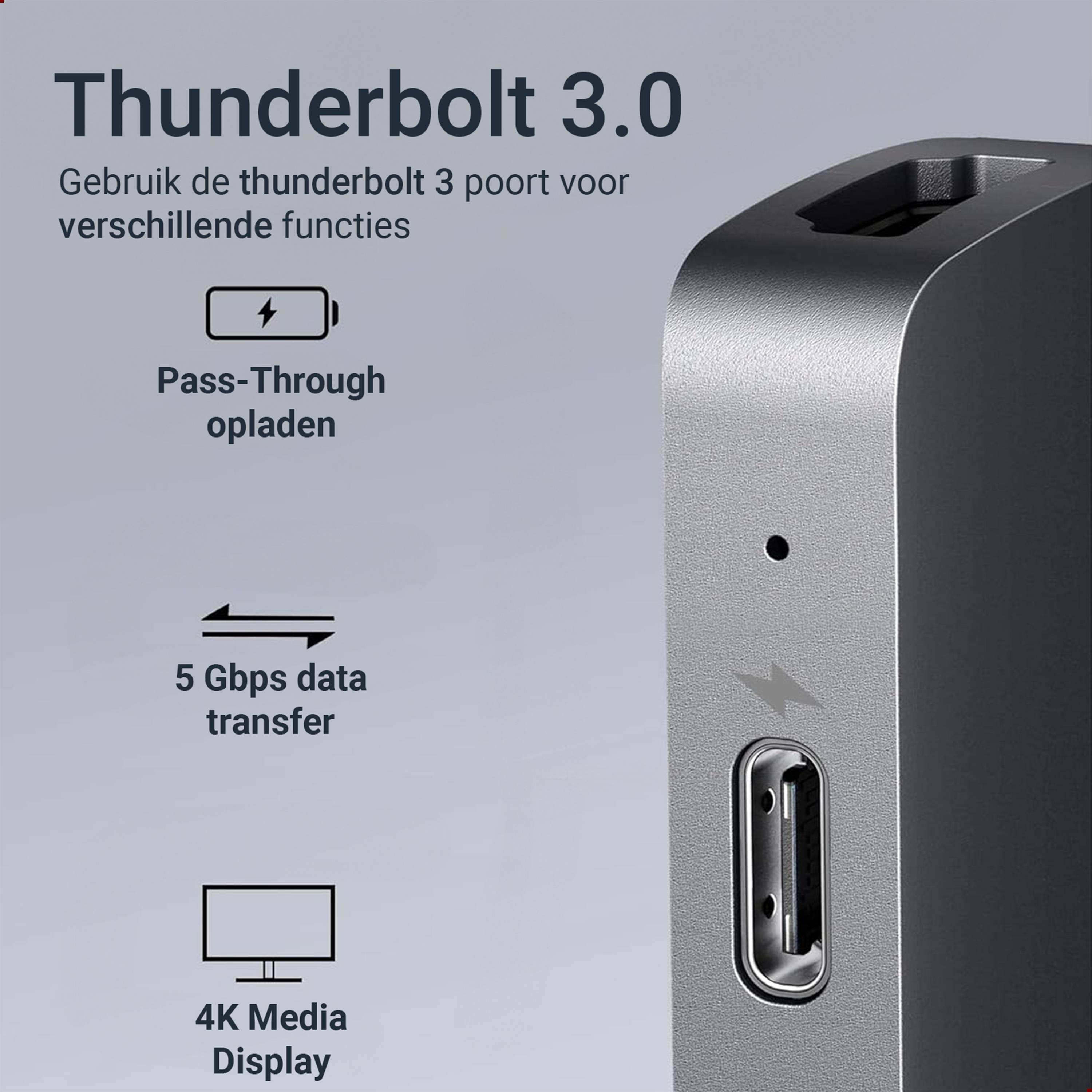 Qost - 7 in 2 USB C Hub - Geschikt voor Macbook Pro / Air- USB C naar HDMI - Thunderbolt 3 - USB 3.0 - Micro SD-2