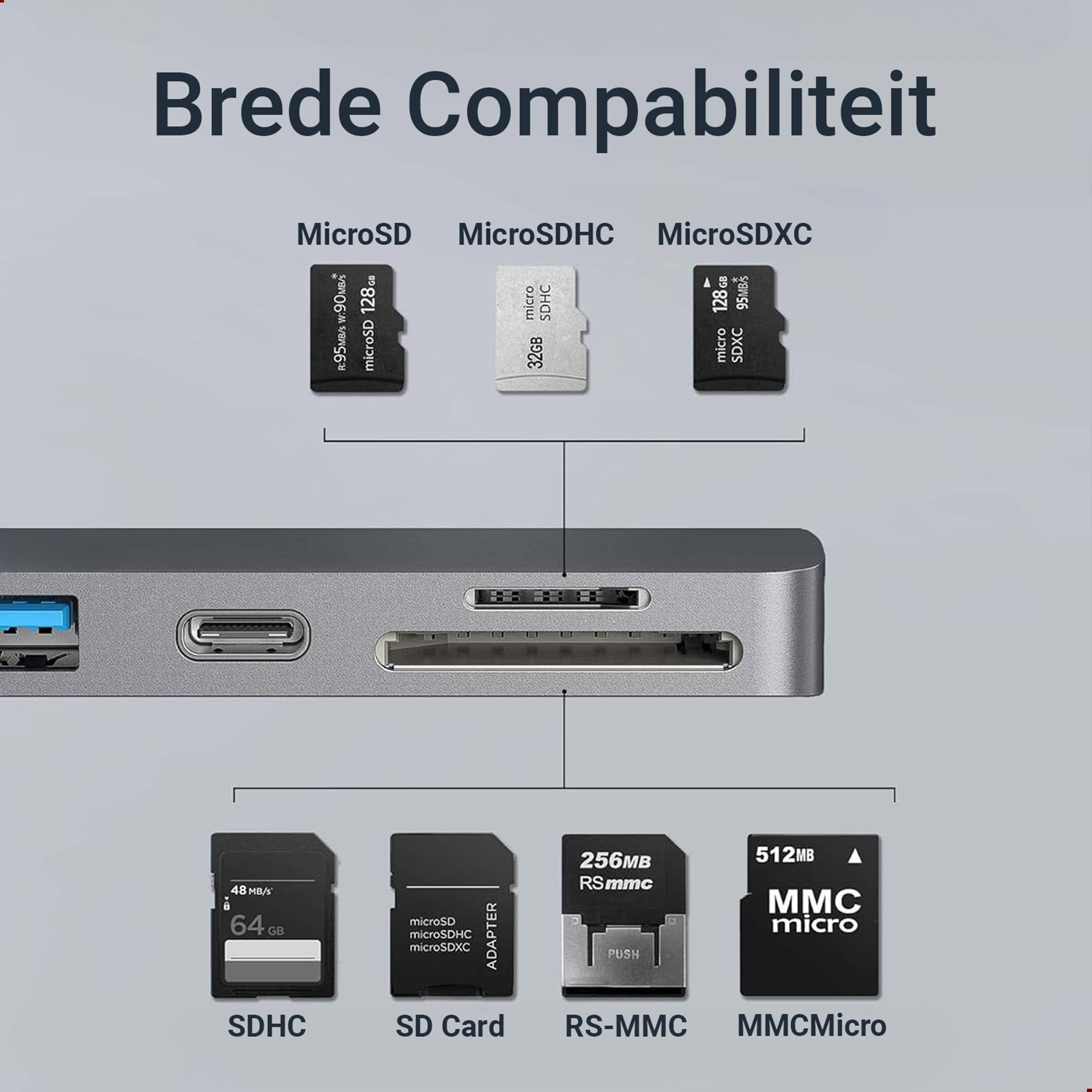Qost - 7 in 2 USB C Hub - Geschikt voor Macbook Pro / Air- USB C naar HDMI - Thunderbolt 3 - USB 3.0 - Micro SD-3