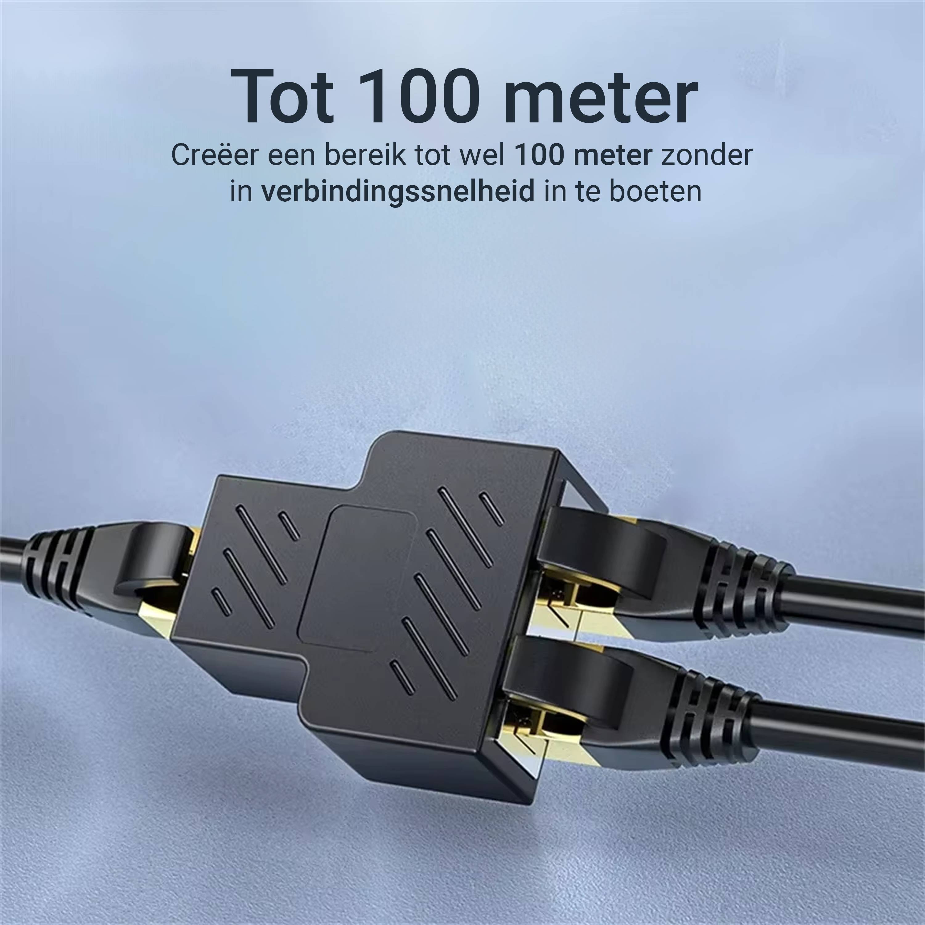 Qost - RJ45 Splitter - 1 naar 2 Netwerk Adapter - Cat5 / Cat 6 - LAN splitter - Ethernet netwerkaansluitingen - Zwart-2