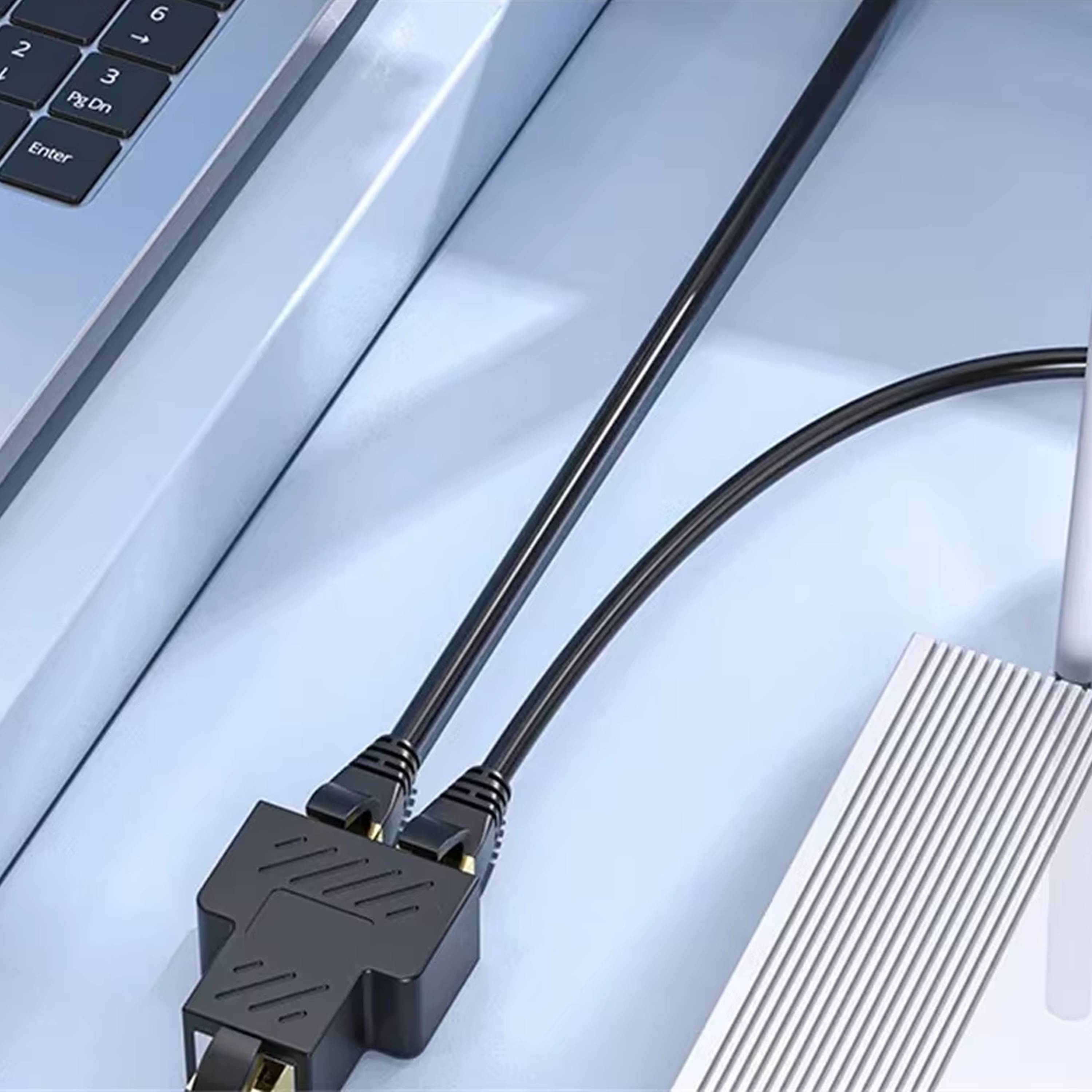 Qost - RJ45 Splitter - 1 naar 2 Netwerk Adapter - Cat5 / Cat 6 - LAN splitter - Ethernet netwerkaansluitingen - Zwart-3