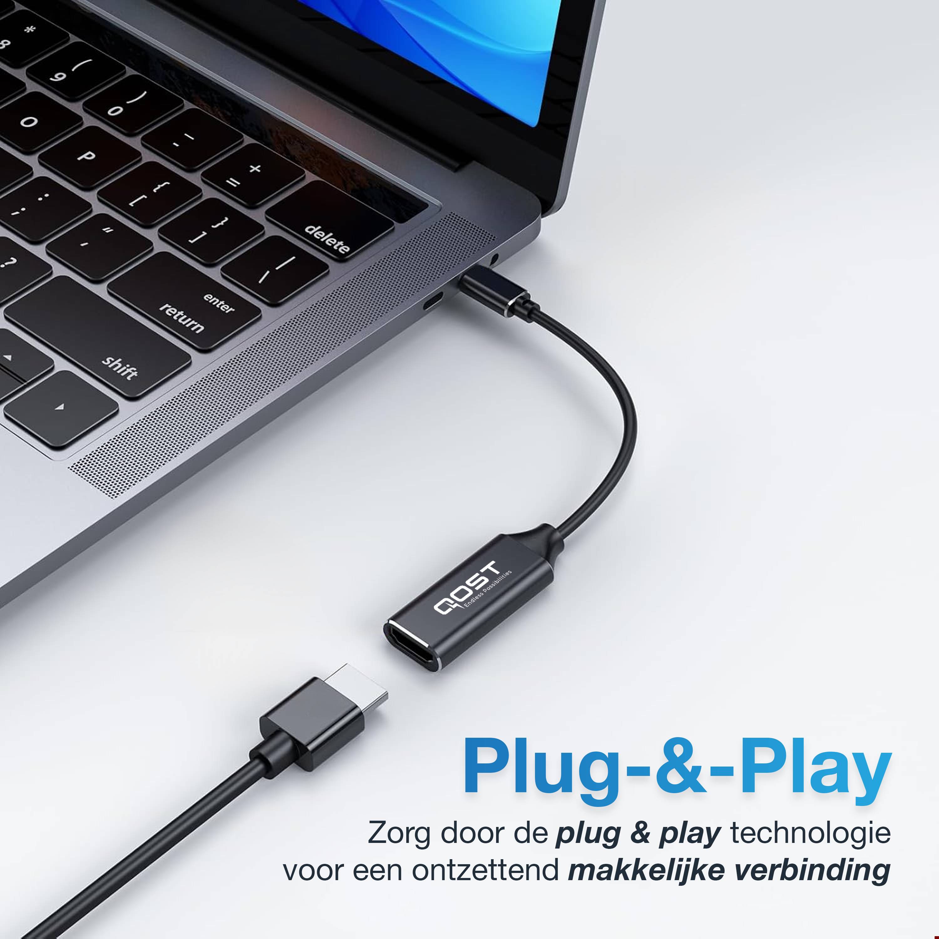 Qost - USB-C naar HDMI Adapter - Zwart-3