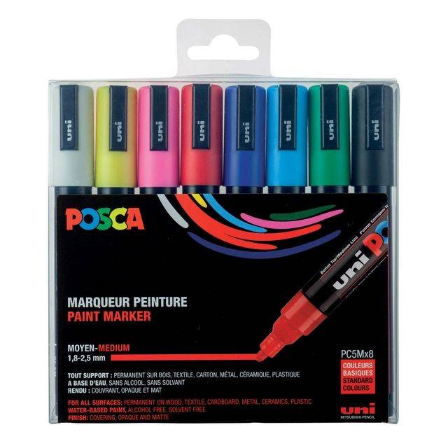 Posca 3701614901253 Posca - Paintmarker uni pc5m m 8st assorti-0