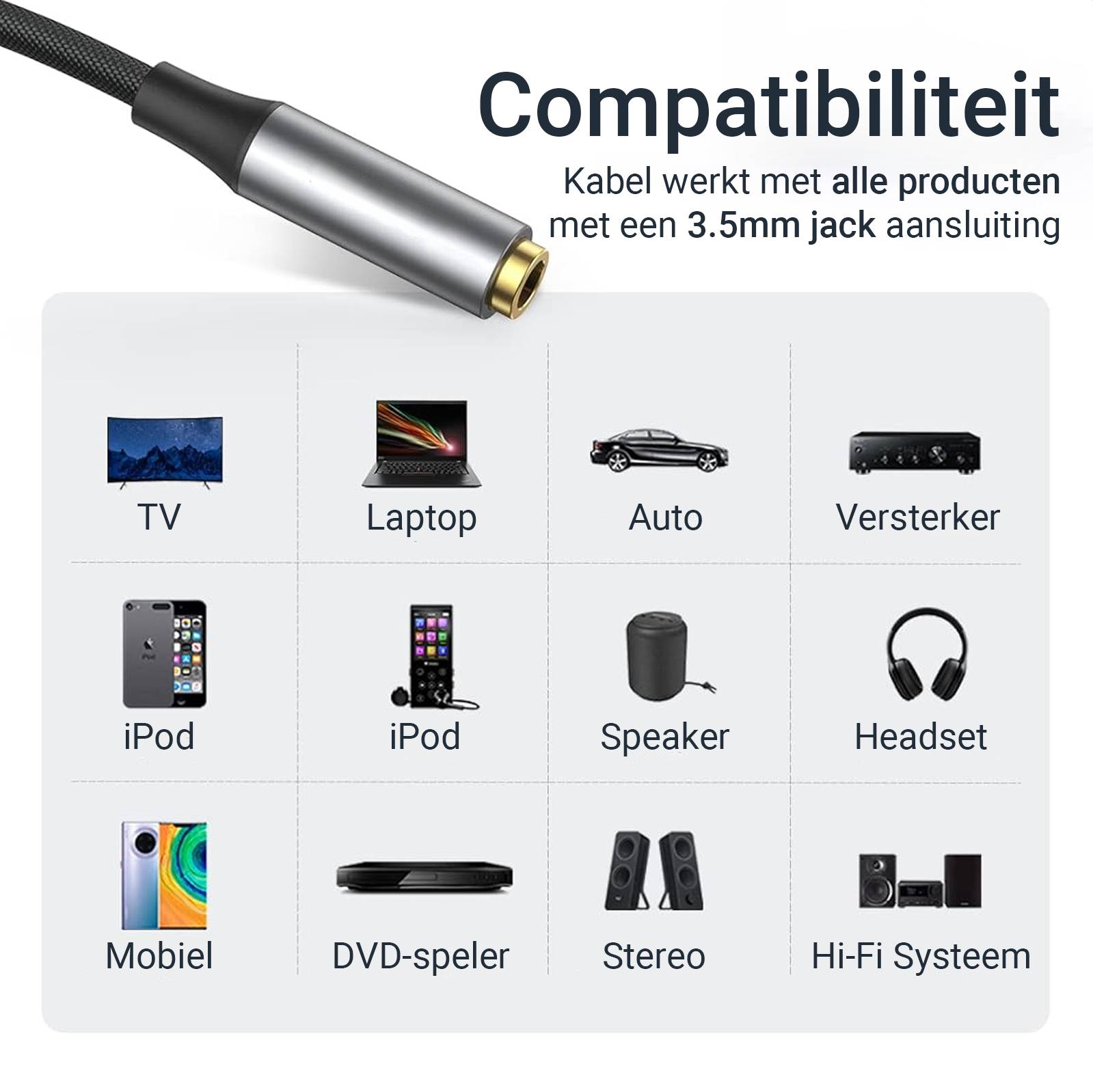 Qost - Aux Verlengkabel - Spacegrey - 3 meter-3
