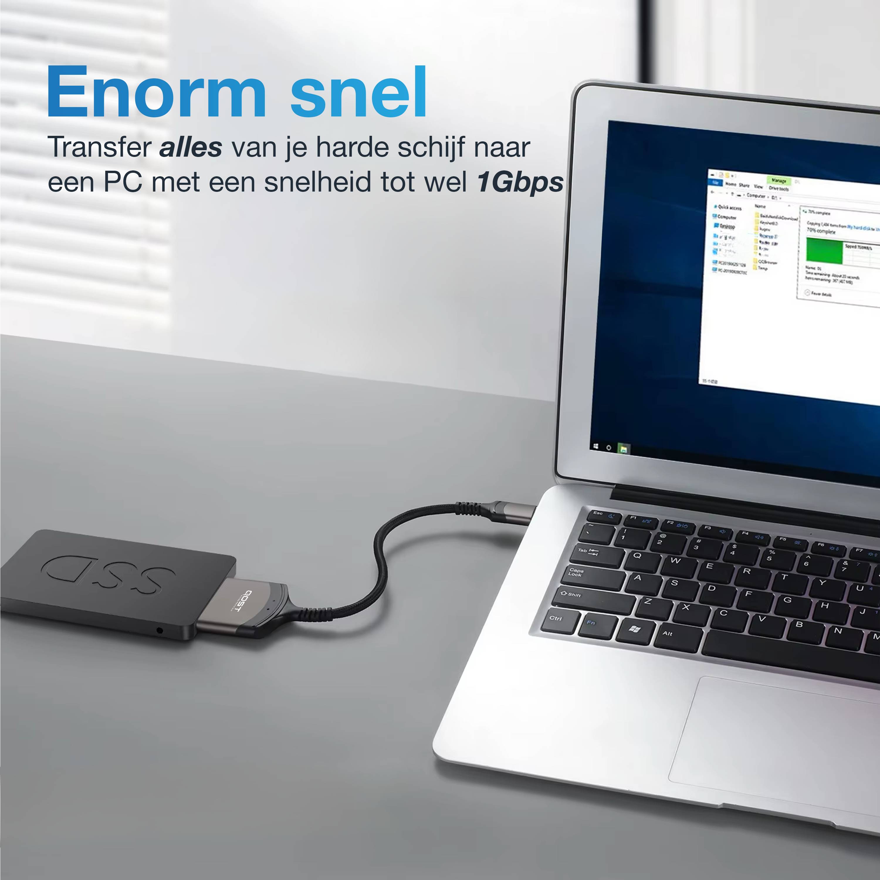 Qost - USB-A naar Sata Adapter - Zwart - Aluminium-3