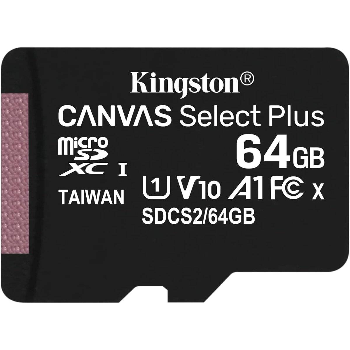 Kingston MicroSD-kaart Canvas Select Plus 64GB Klasse 10 + Adapter-0