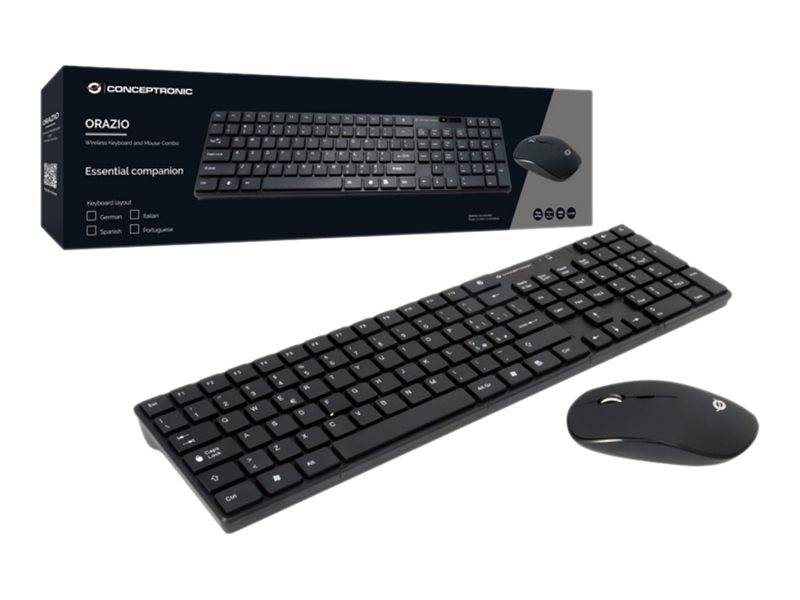 Conceptronic ORAZIO - Tastatur-und-Maus-Set - kabellos - 2.4 GHz - Spanisch - Schwarz (ORAZIO01ES)