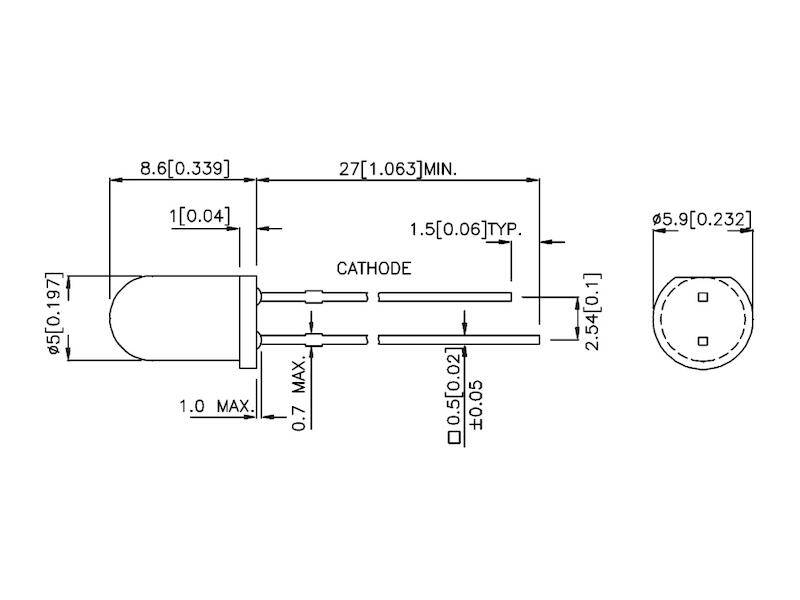 KINGBRIGHT ELECTRONIC L-59EYW LED; rood/geel; 5mm; 60°; Voorkant: convex; 2÷2,5/2,1÷2,5VDC - 1 stuk-1