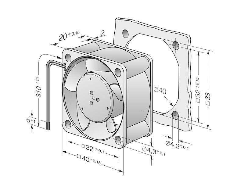 ebm papst ventilatorhuls lager 24 Vdc 40 x 40 x 20 mm zwart met slierten-1
