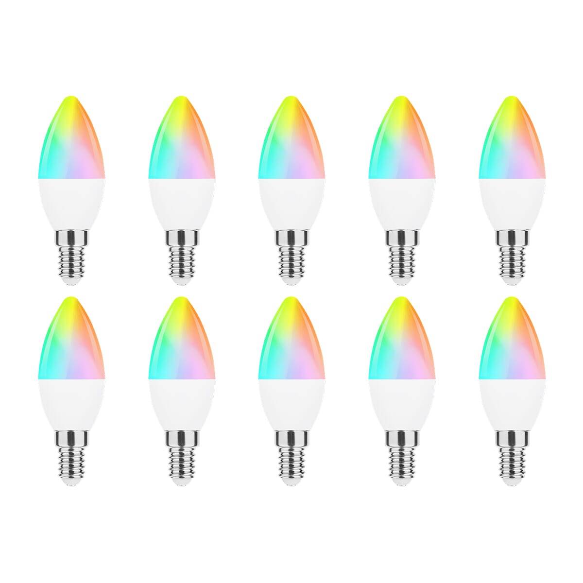 Modee Smart E14 Led Lamp met Afstandsbediening - 4.9W - Slimme Lamp - RGB en Neutraal Wit - B35 Kaarslamp - 10 Stuks-0