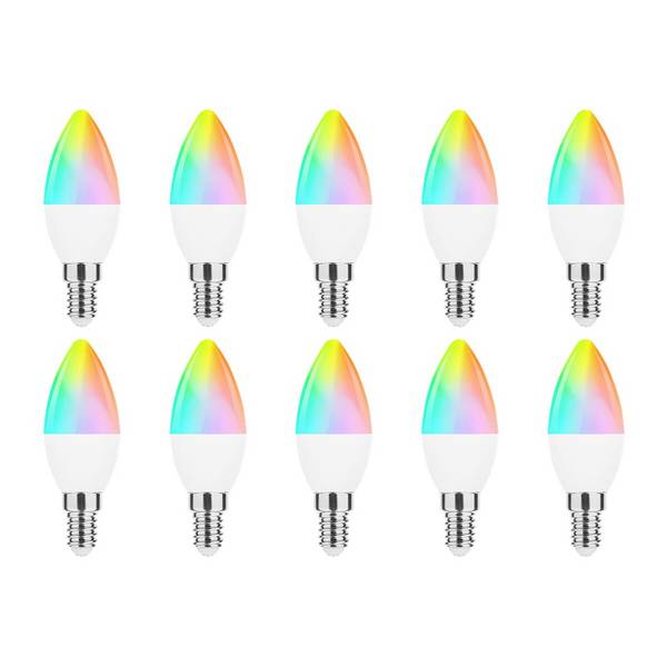 Modee Smart E14 Led Lamp met Afstandsbediening - 4.9W - Slimme Lamp - RGB en Neutraal Wit - B35 Kaarslamp - 10 Stuks