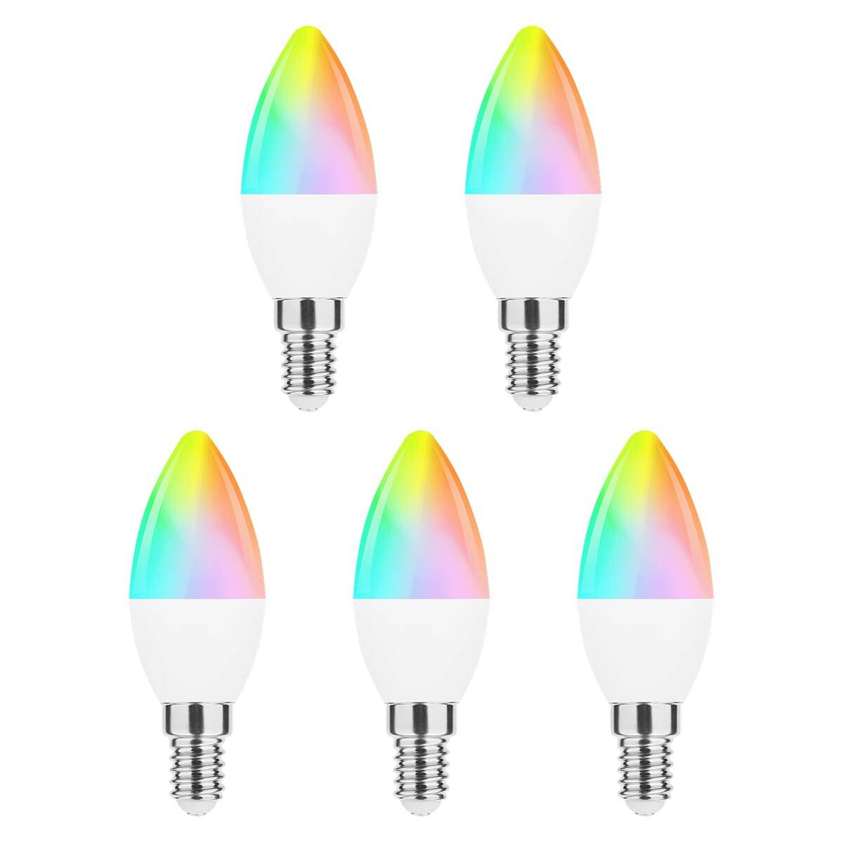 Modee Smart E14 Led Lamp met Afstandsbediening - 4.9W - Slimme Lamp - RGB en Neutraal Wit - B35 Kaarslamp - 5 Stuks-0