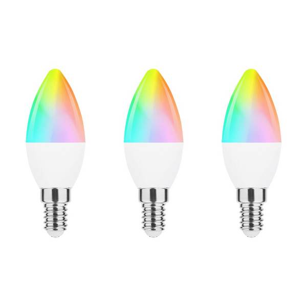 Modee Smart E14 Led Lamp met Afstandsbediening - 4.9W - Slimme Lamp - RGB en Neutraal Wit - B35 Kaarslamp - 3 Stuks