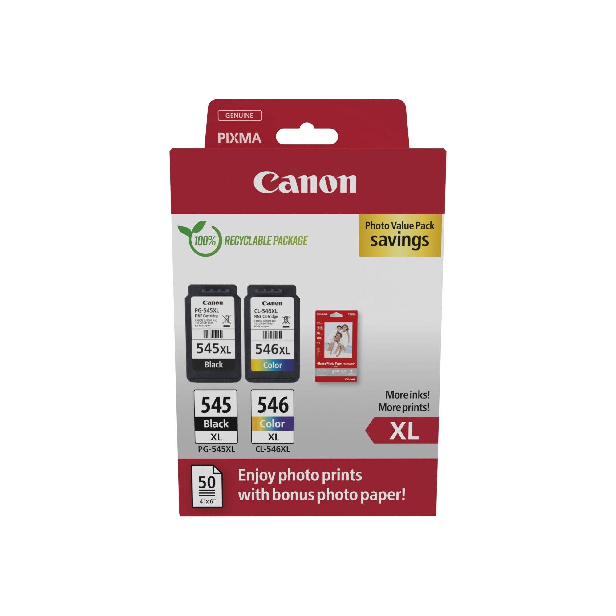 Canon Inktcartridge PG-545XL+CL-546XL Origineel Combipack Zwart, Kleur 8286B006-3