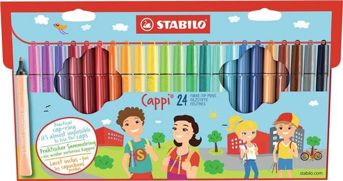 Stabilo 4006381483759 Stabilo - Cappi, viltstift, nooit meer je dop kwijt dankzij de dopring, etui met 24 kleuren-5