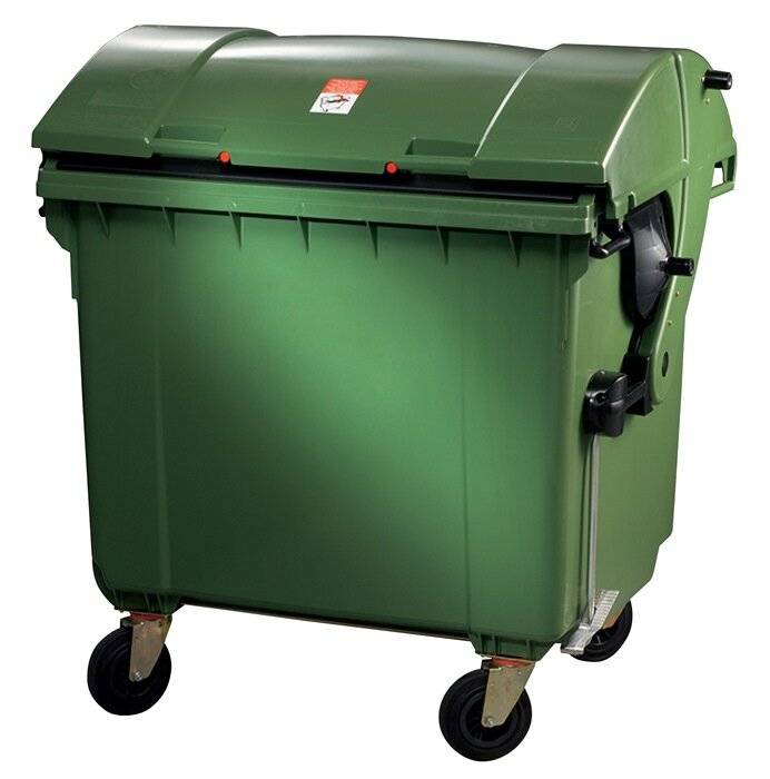 Vuilcontainer 1,1 m³ HDPe groen verrijdbaar, volgens DIN EN 840-3 SULO-2