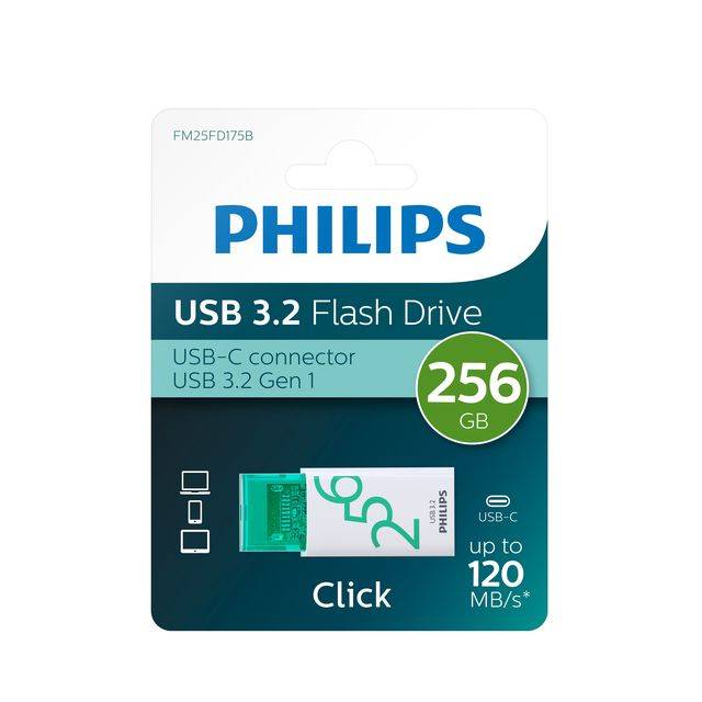 USB stick 3.2 Philips Click USB-C 256GB groen-0