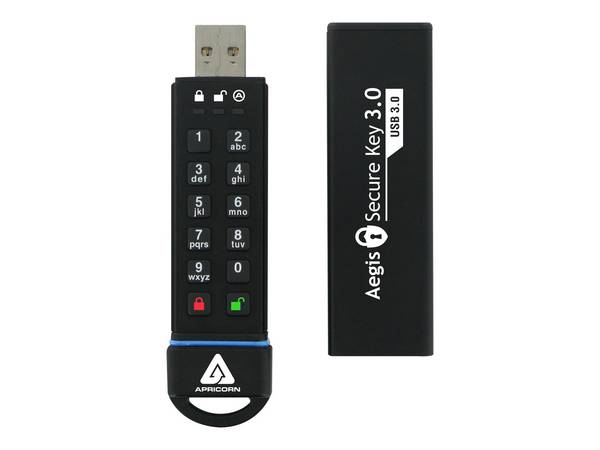 Apricorn 240 GB, 195 MB/s lezen / 162 MB/s schrijven, USB 3.0, FIPS 140-2 niveau 3 (in verwachting), IP-58