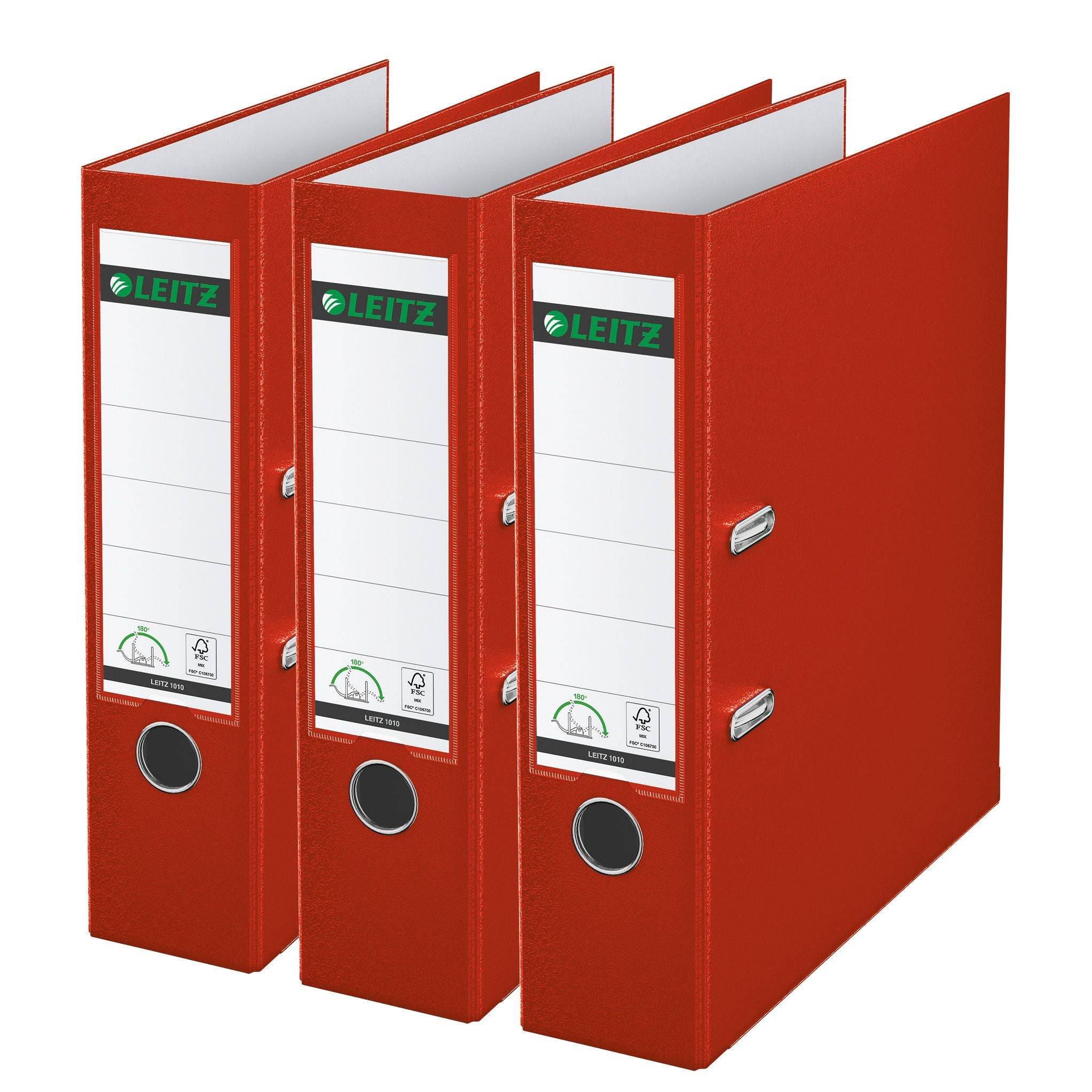Ordner Leitz 180° 1010 A4 80 mm 3 stuks rood-1
