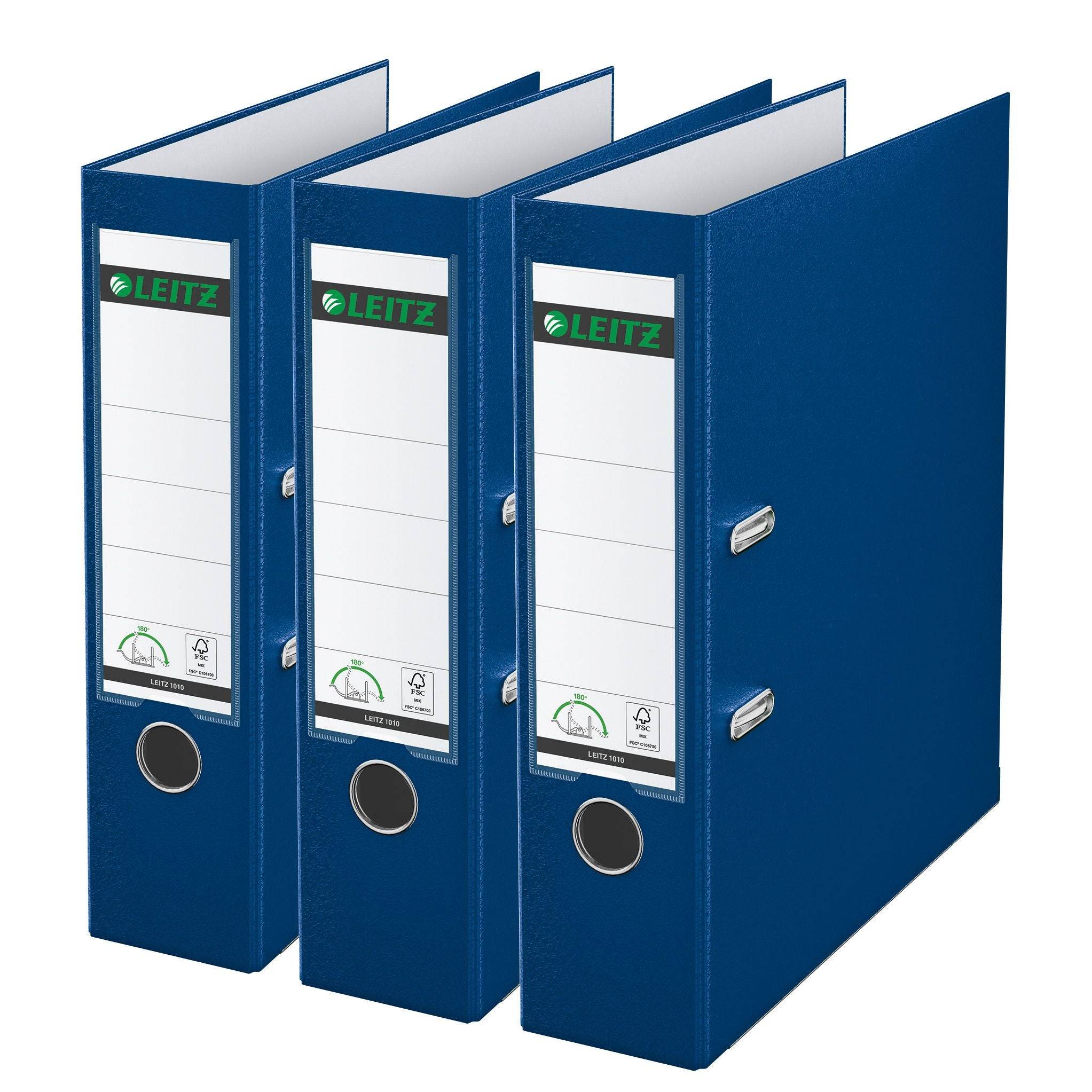 Ordner Leitz 180° 1010 A4 80 mm 3 stuks blauw-0