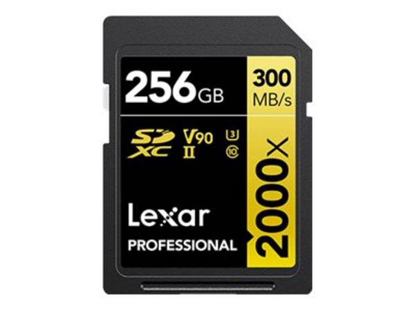 Lexar 256 GB, 2000x SDHC, SDXC, UHS-II, 8K-video, tot 300 MB/s