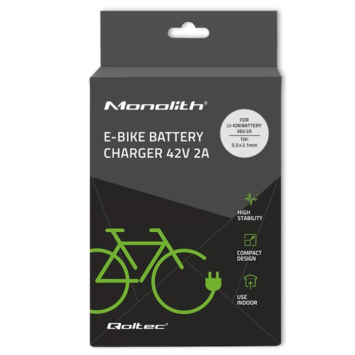 Qoltec 50760 lader voor e-bike accu's 36V | 42V | 2A | 5,5*2,1-6