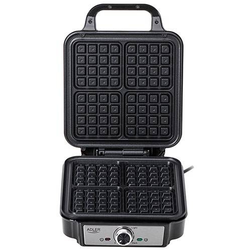 Adler AD 3083 wafelijzer voor 4 wafels, 1800 W, zwart, zilver-3