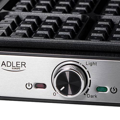 Adler AD 3083 wafelijzer voor 4 wafels, 1800 W, zwart, zilver-4
