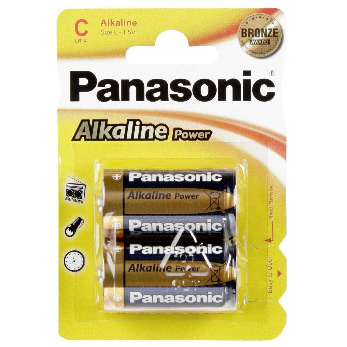 Panasonic Batterij Alkaline, Baby, C, LR14, 1.5V Alkaline Power, Retail Blister (2 stuks)
