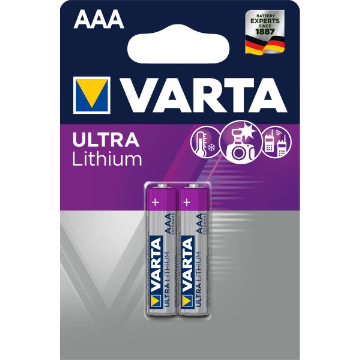 Varta AAA (FR03) Ultra Lithium batterijen - 2 stuks in blister-0