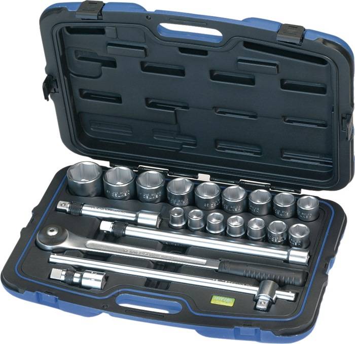Dopsleutelset 21-delig 3/4 inch sleutelwijdtes 19-50 mm aantal tanden 72 6-Kant