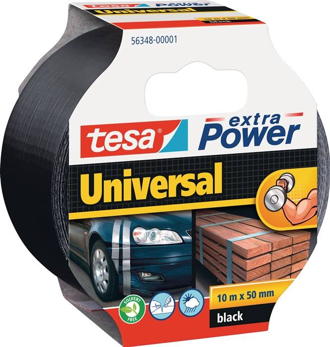 Weefseltape extra Power® 56348 zwart lengte 10 m breedte 48 mm wiel TESA-0