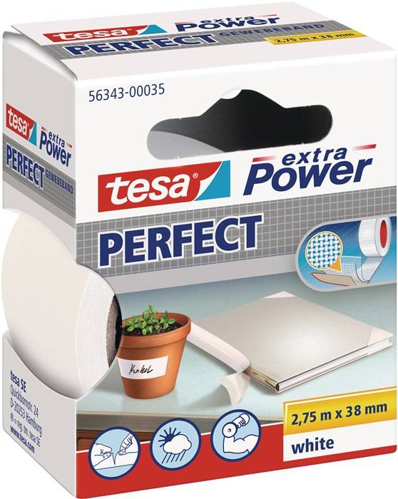 Weefseltape extra Power® 56343 wit lengte 2,75 m breedte 38 mm wiel TESA-0