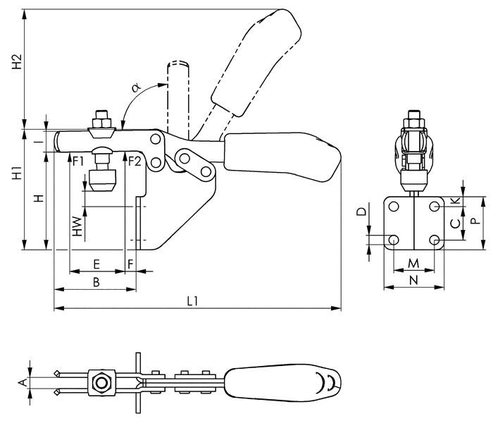 Horizontale spanner nr. 6833 maat 3 hoekpoot AMF-2