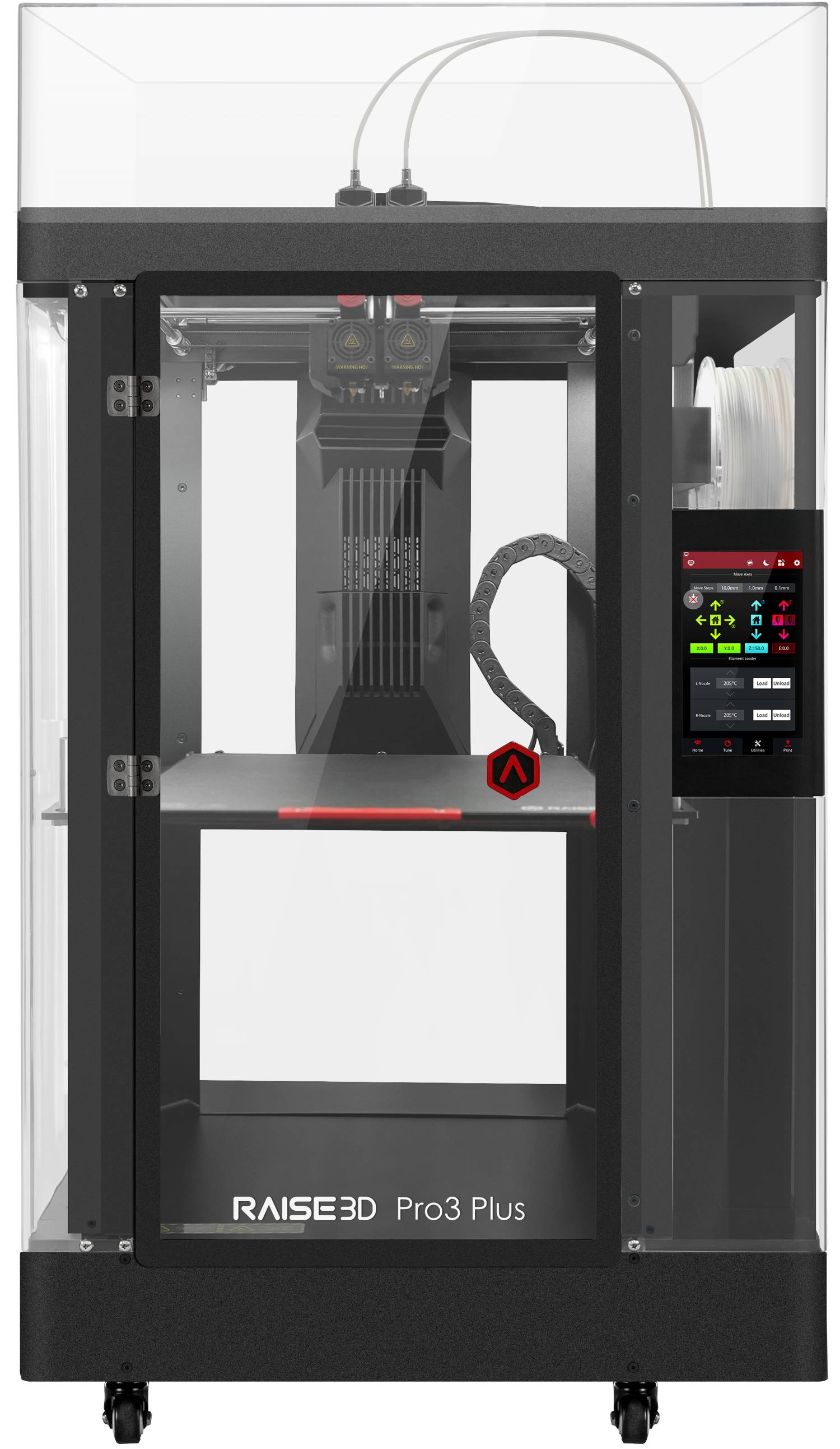 RAISE3D Pro3 Plus Dual Extruder 3D-printer Verwarmd printbed, Dual nozzle-systeem (Dual Extruder), Flexibel metaalbed, I-3