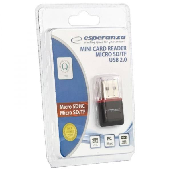 Esperanza EA134K kaartlezer Zwart, Zilver, Transparant USB 2.0-2