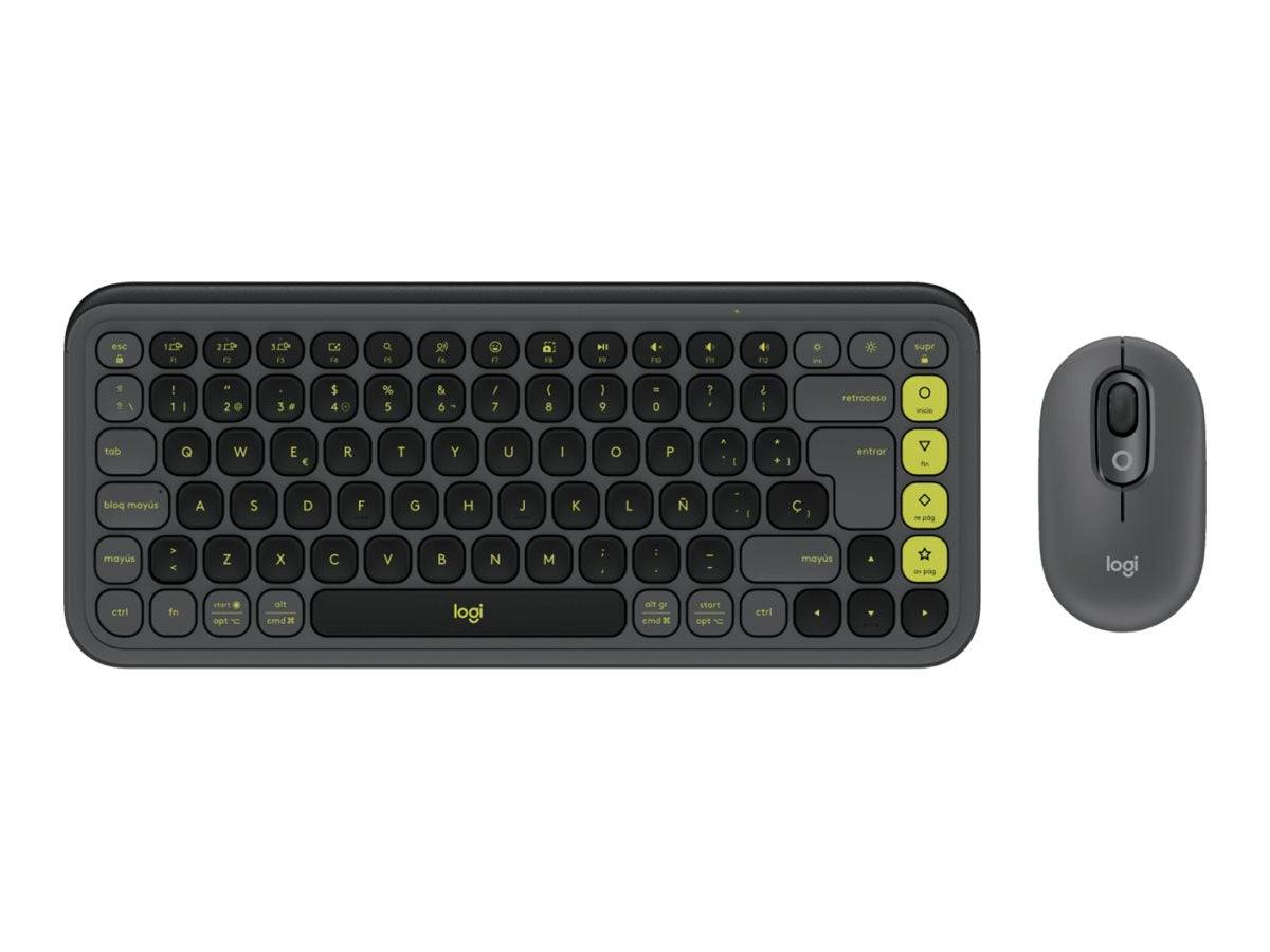 Logitech POP Icon Combo - Tastatur-und-Maus-Set - kabellos - Bluetooth LE - QWERTZ - Deutsch - Graphite, grün (920-0131-1