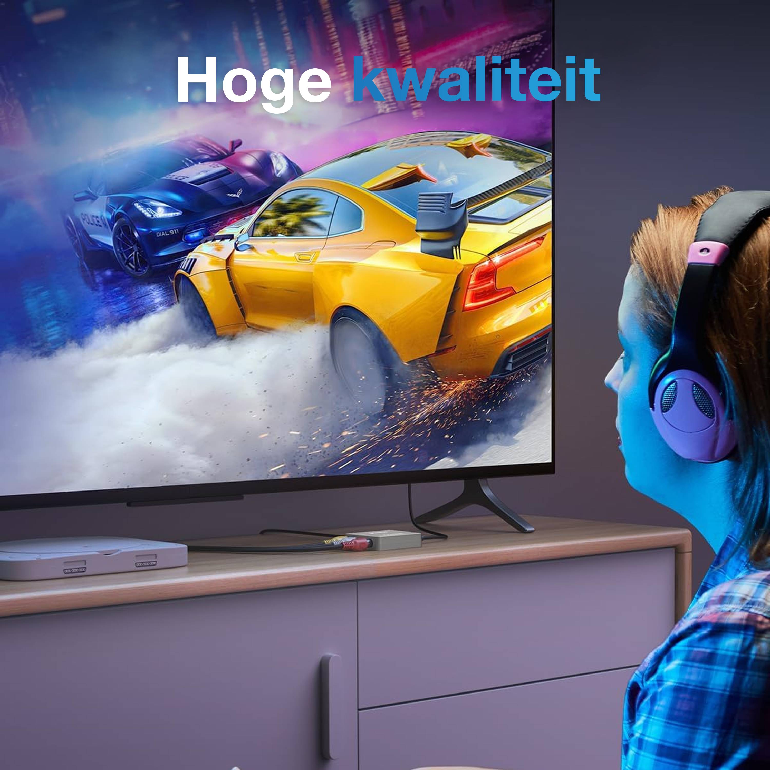 Qost - Tulp Naar HDMI Converter - AV / Composiet RCA to HDMI Audio Video Kabel Adapter Converter-3