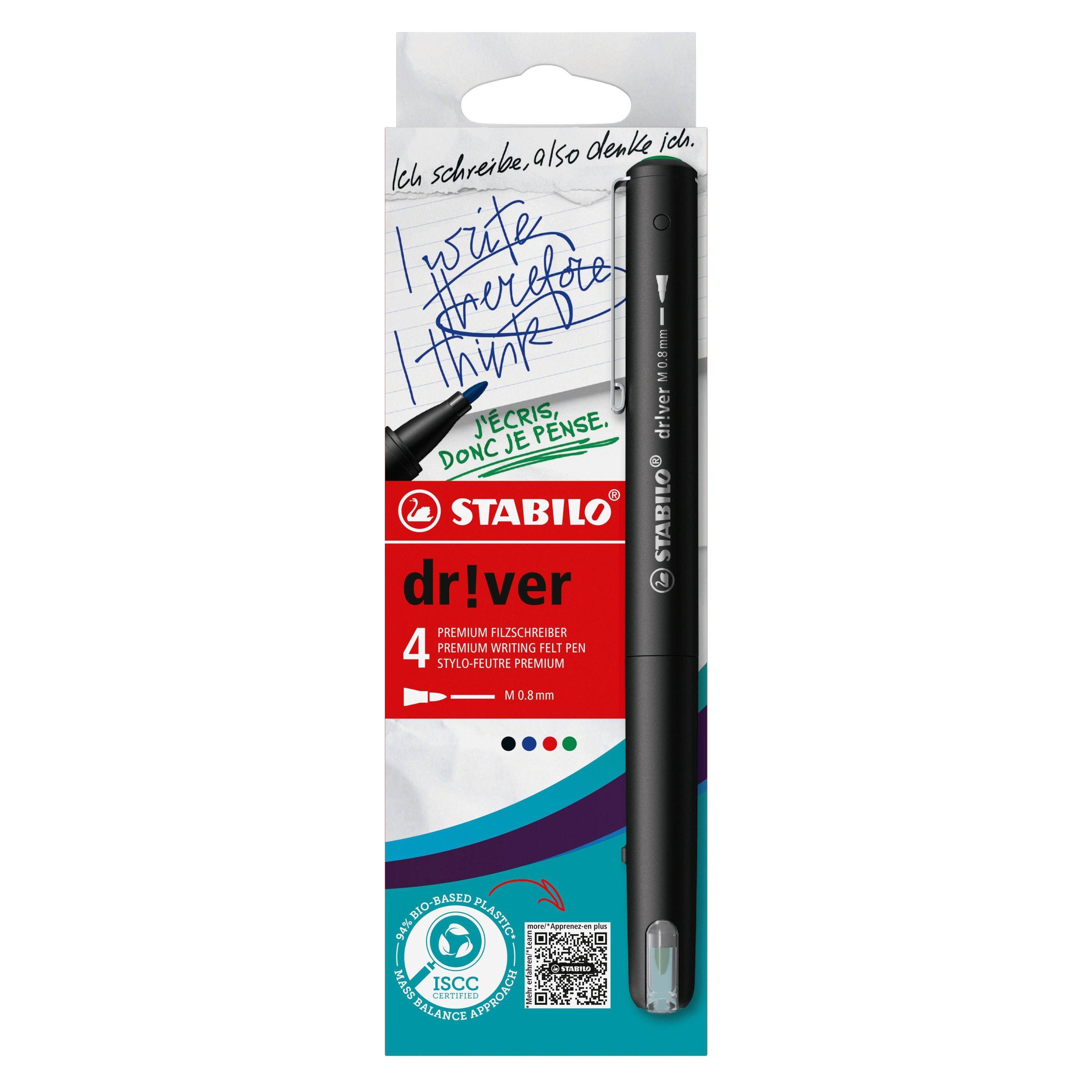 Fineliner STABILO dr!ver medium assorti 4 stuks-0
