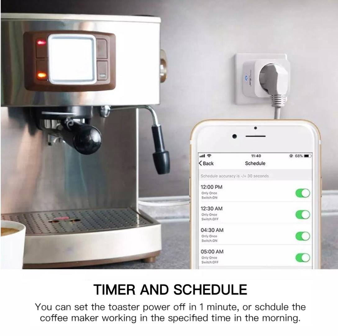 GreenBlue WiFi-stopcontact met afstandsbediening, compatibel met Android/iOS/Alexa/Google Home, energieverbruik, timer,-5